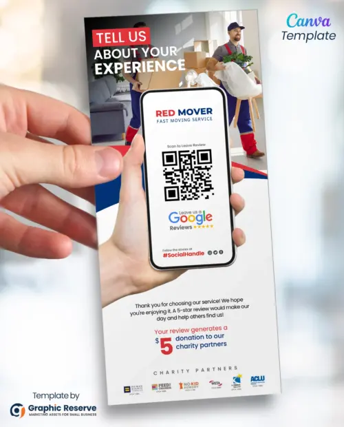 Moving Service Review Request Rack Card Flyer Design Canva Template