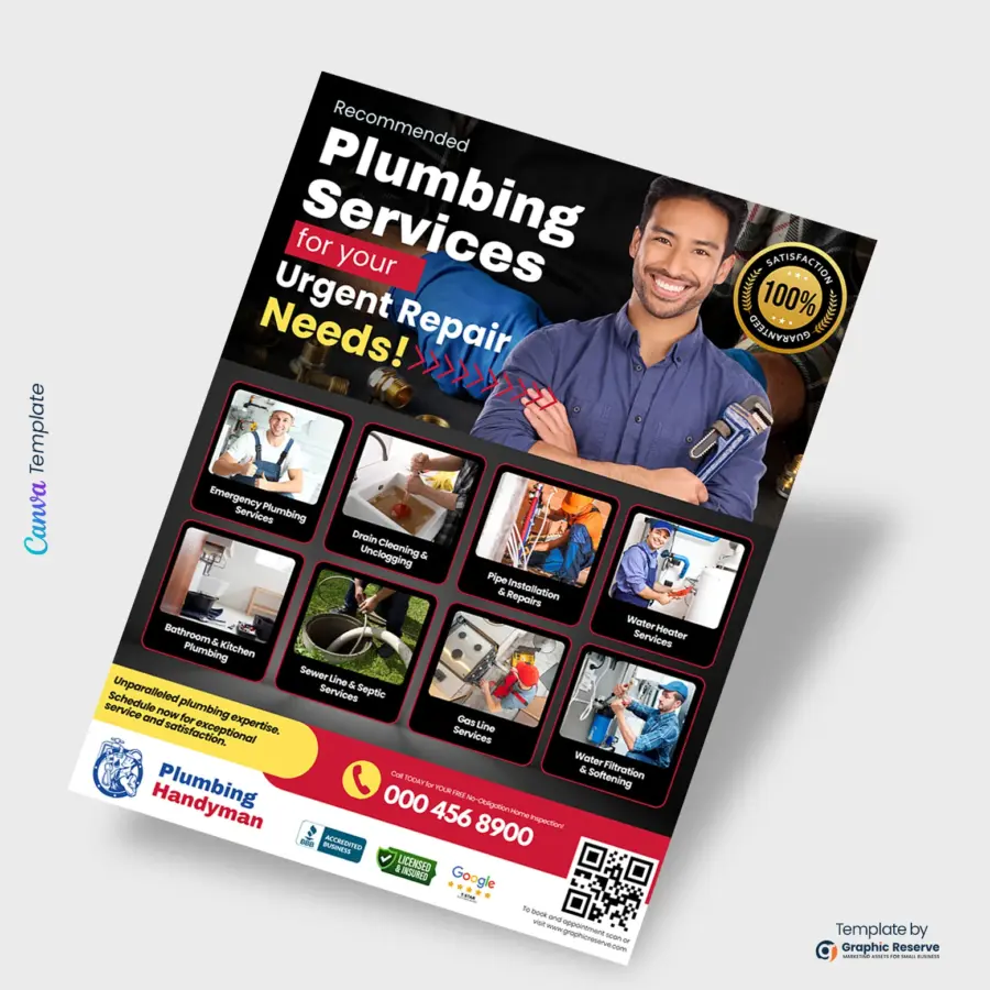 Plumbing Service Advertising Flyer Design Canva Template