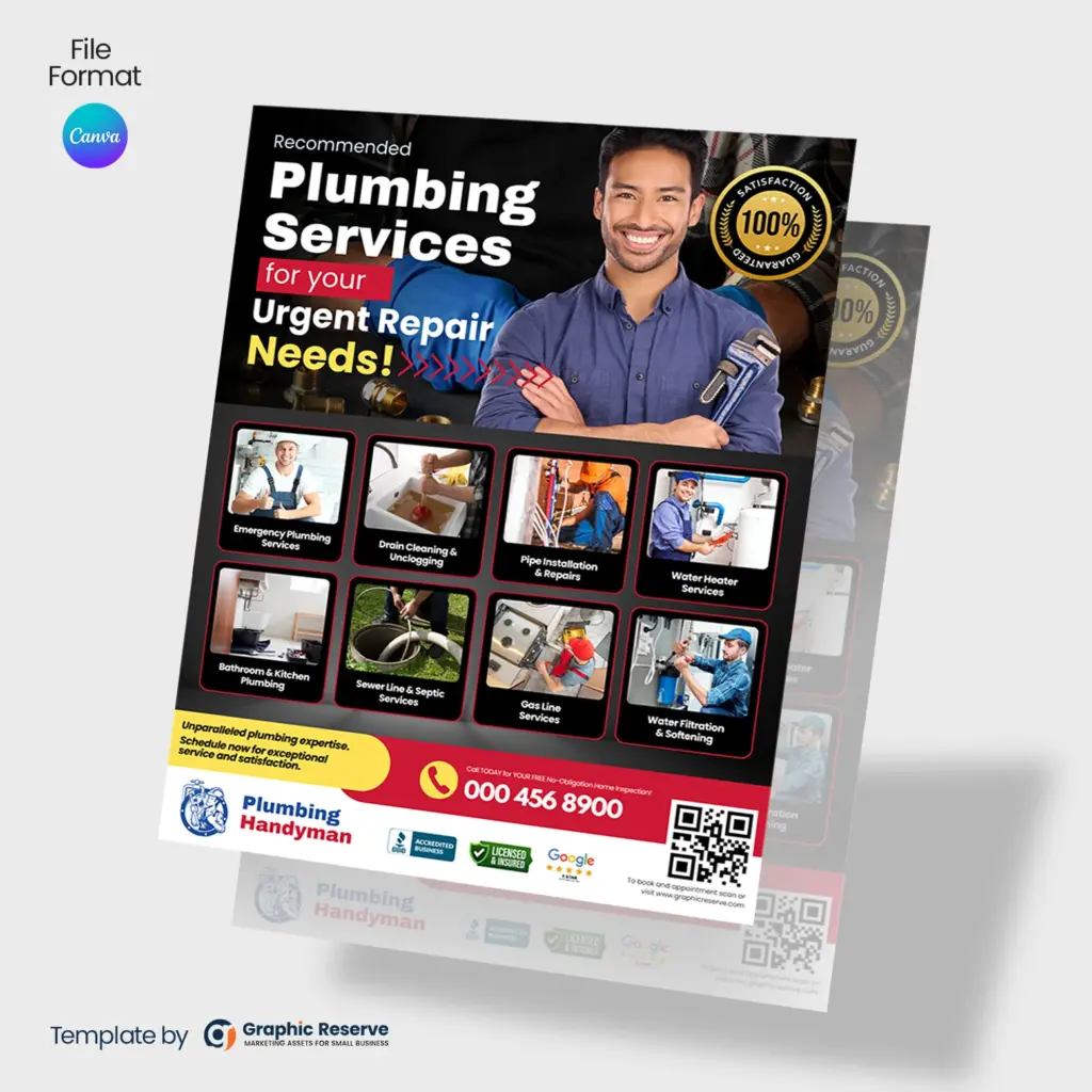 Plumbing Flyer Design Template | Structured Canva Design for Local Advertising