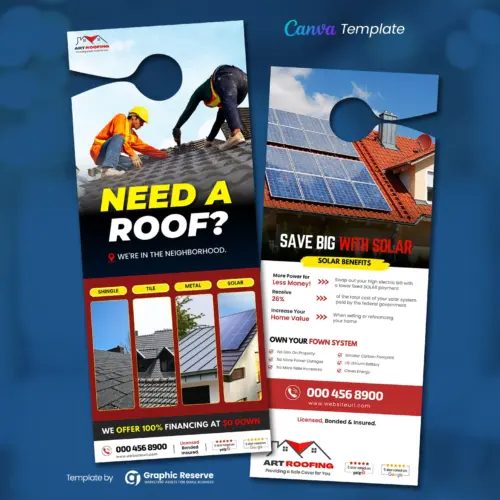 Roofing Business Marketing Door Hanger Canva Template 1 1
