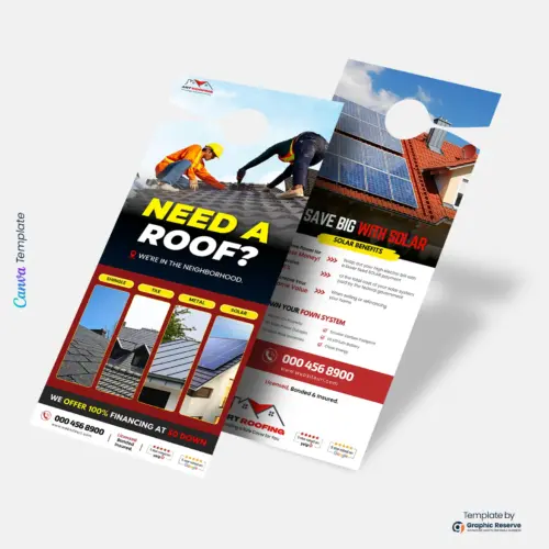 Roofing Business Marketing Door Hanger Canva Template 2