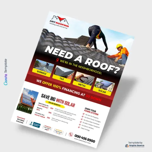 Roofing Flyer Design Canva Template – Creative Roofing Ads & Marketing Materials