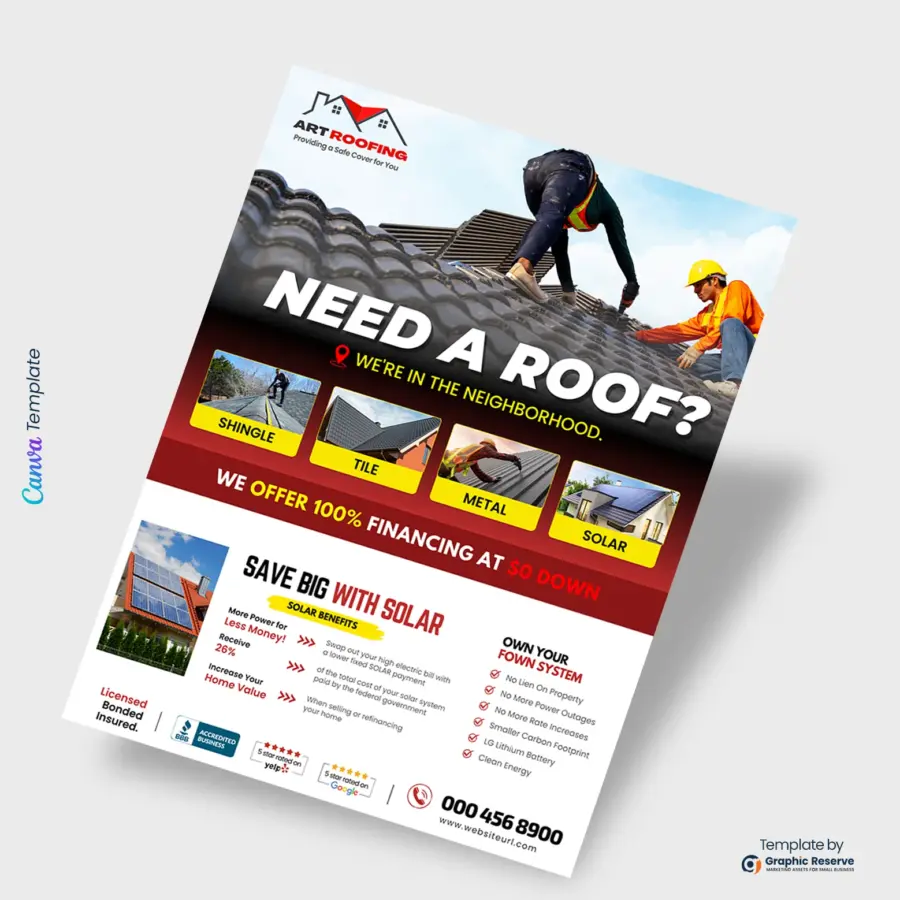 Roofing Flyer Design Canva Template – Creative Roofing Ads & Marketing Materials