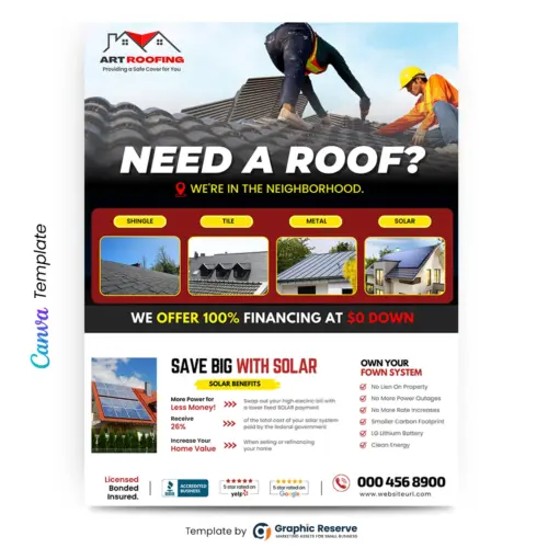 Roofing Leaflet Design Template Canva