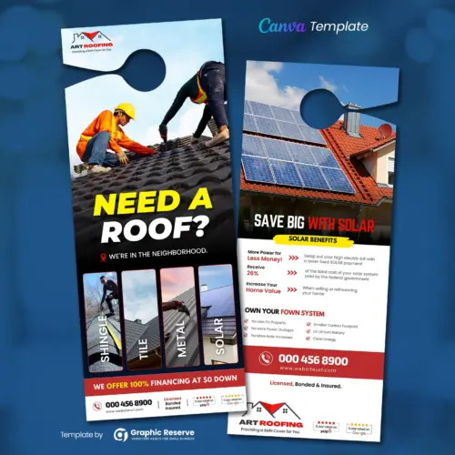 Roofing Service Advertising Door Hanger Template Canva 1