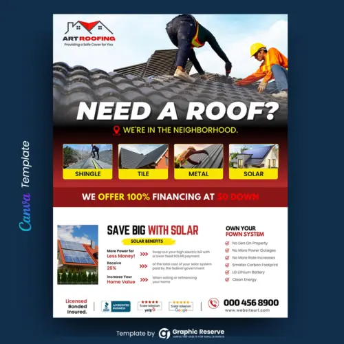 Roofing Service Advertising Flyer Design Template Canva