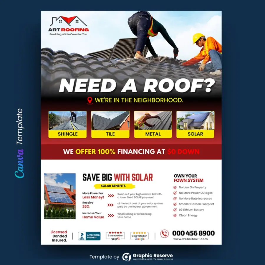 Roofing Flyer Design Canva Template – Creative Roofing Ads & Marketing Materials
