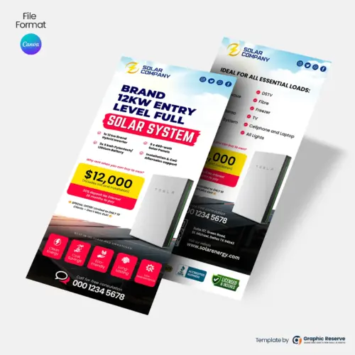 Solar-Product-Package-Pricing-Rack-Card-Flyer Canva Template