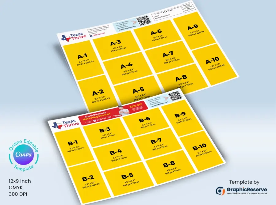 Co opp eddm postcard with ad size layout template