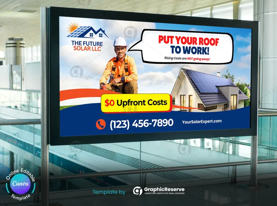 Editable Canva Billboard Template for Solar Energy Advertising