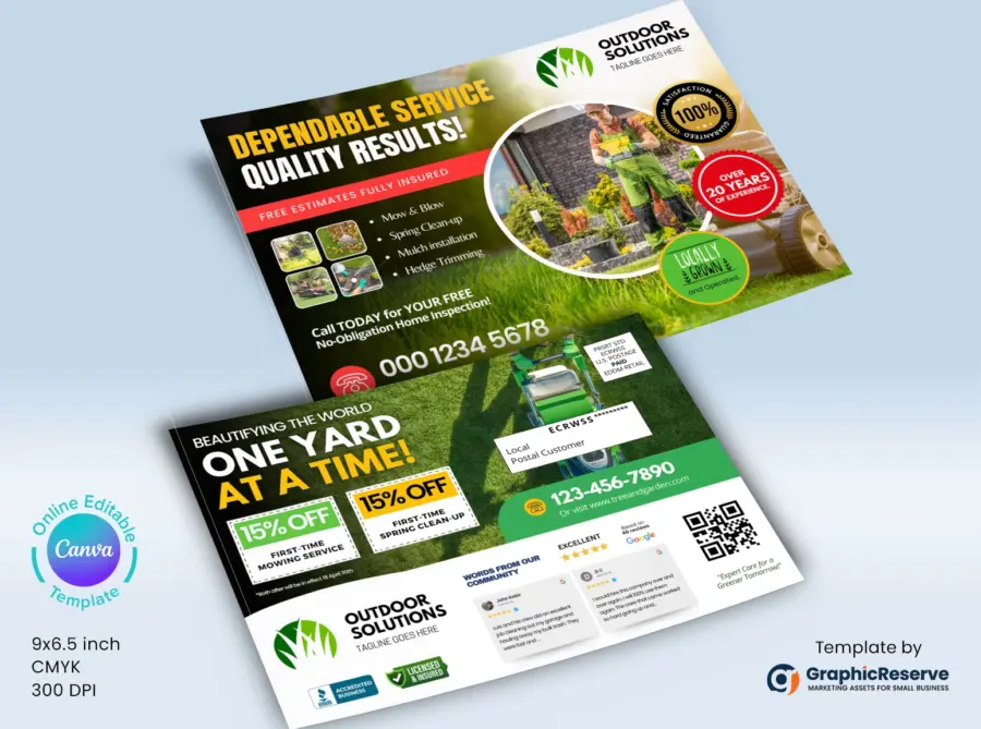 Lawn Care Direct Mail Advertising EDDM Postcard Template