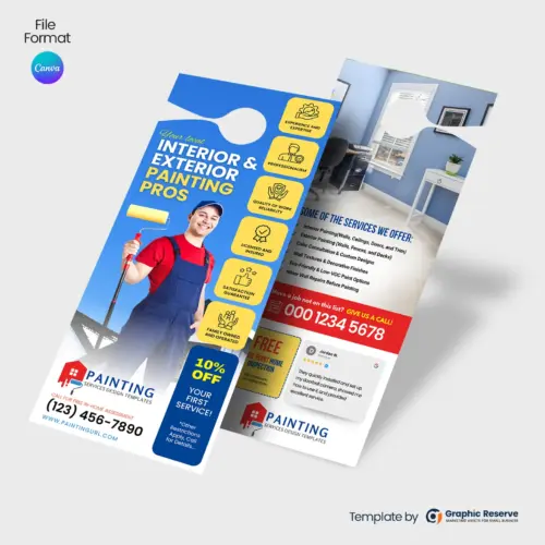 Painting-service-Door-Hanger-Design-Canva Template
