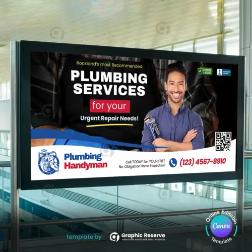 Plumbing Business Advertising Billboard Template
