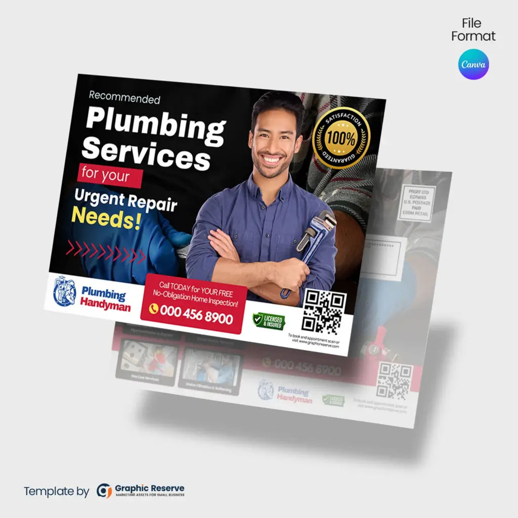 Plumbing EDDM Postcard Design Template | Canva Design for Plumber Direct Mail