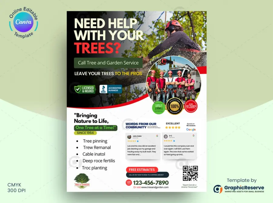 Tree Service / Arborist Flyer Design Canva Template - Image 2
