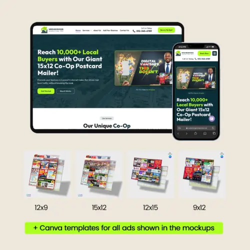 9x12 Postcard Marketing Agency Starter Kit Bundle Canva Templates