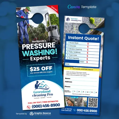 Instant Quote Door Hanger Design Canva Template for Power Washing