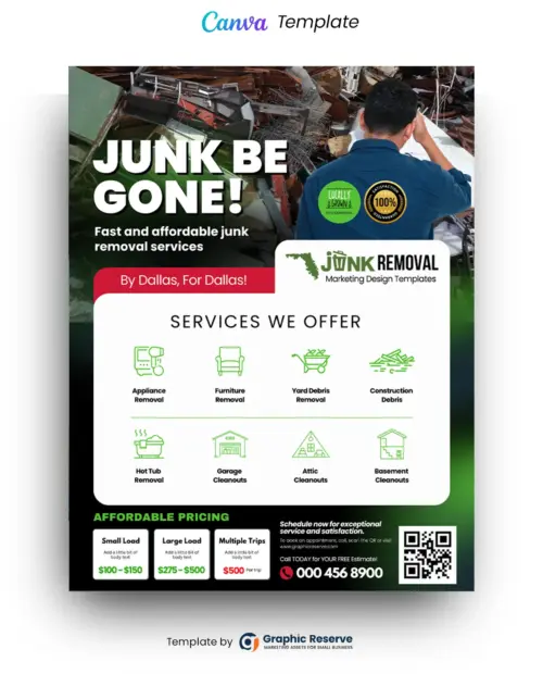 Junk Hauling Pricing Flyer Design Canva Template