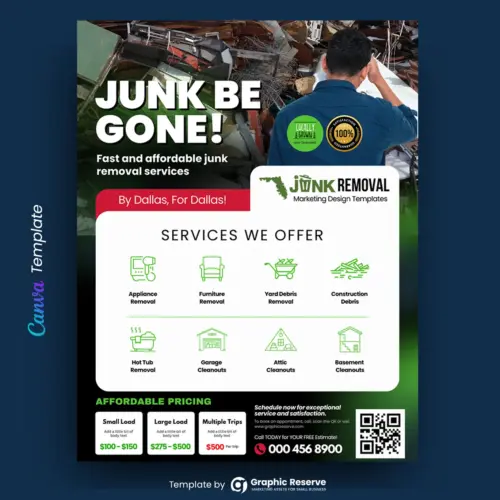 Junk Hauling Pricing Flyer Design Canva Template