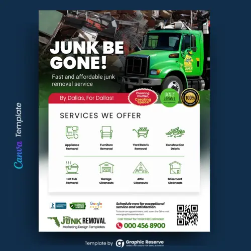 Junk Removal Advertising Flyer Design Template – Canva Editable