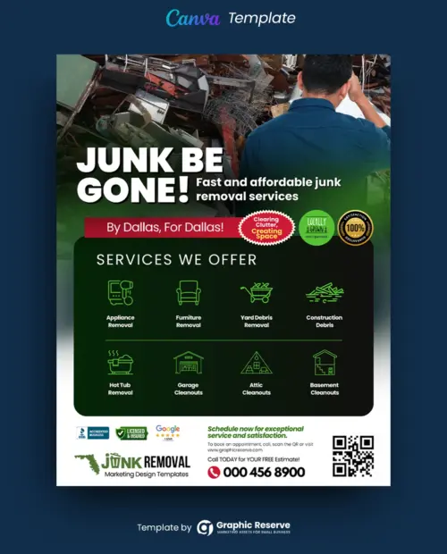 Dark Style Junk Removal Advertising Flyer Template – Canva Design