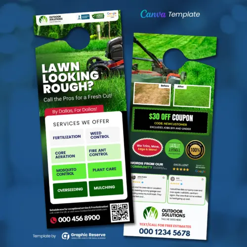Lawn Care Service Advertising Door Hanger Template