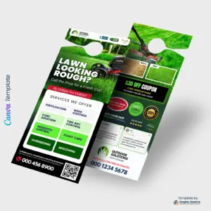 Lawn care landscapping door hanter design canva template