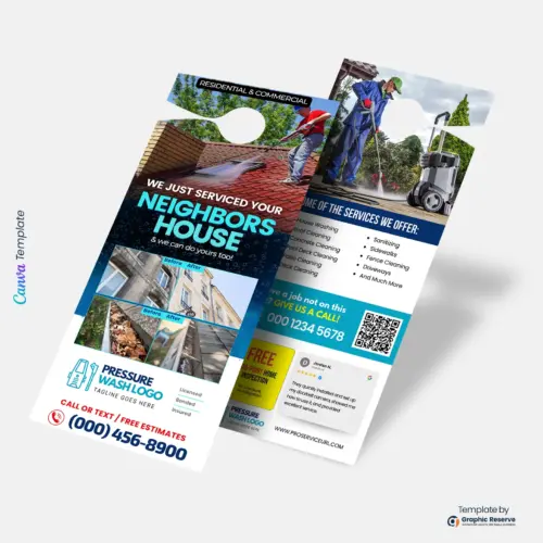 Pressure Washing Door Hanger Design Canva Template 1