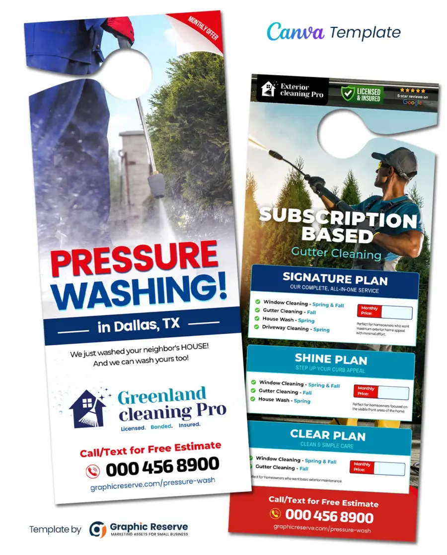 Pressure Washing Advertising Bundle: Canva Templates for Monthly Package Instant Quote Door Hanger, EDDM & More - Image 5