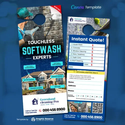Softwashing Instant Quote Door Hanger Design Canva Template