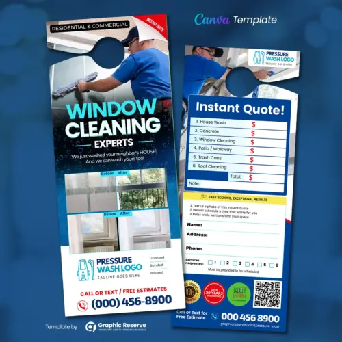 Window Cleaning Instant Quote Door Hanger Template – Canva Editable Design