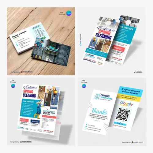 Exterior Cleaning Advertising Bundle | Canva Templates for Flyers & More