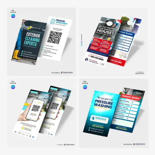 Power Washing Advertising Design Bundle Canva Templates