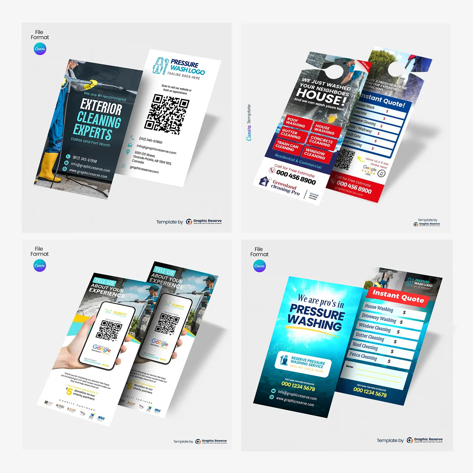Power Washing Advertising Design Bundle Canva Templates