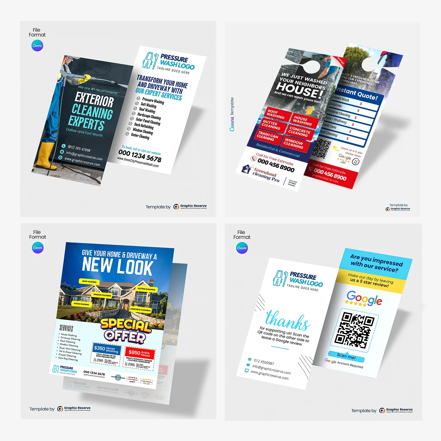 Power Washing Business Marketing Design Bundle Canva Templates