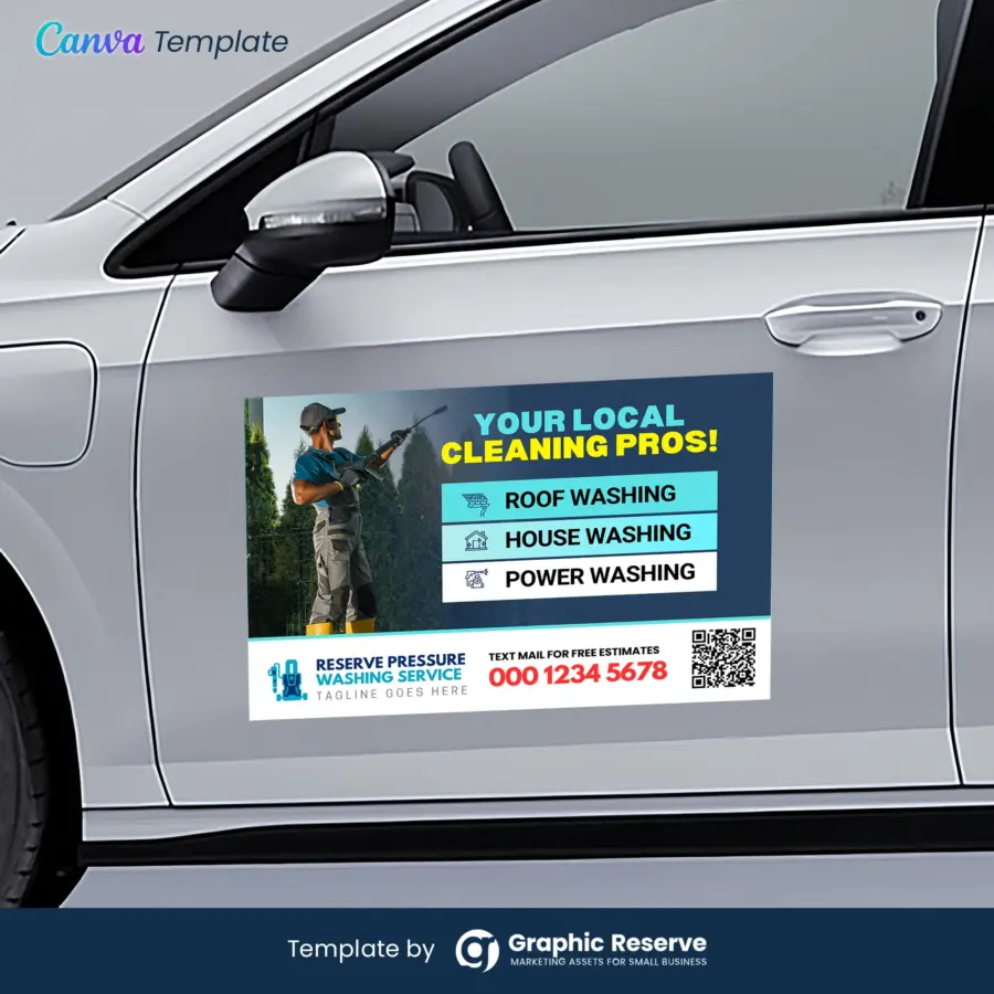 car magnet design template for pressure washing business marketing