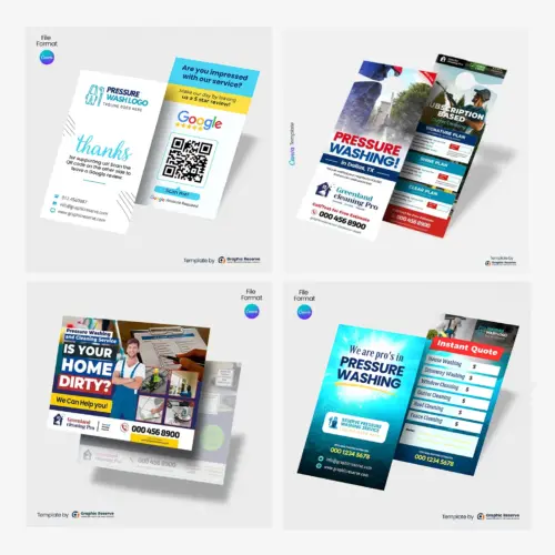 Pressure Washing Advertising Bundle: Canva Templates for Monthly Package Instant Quote Door Hanger, EDDM & More