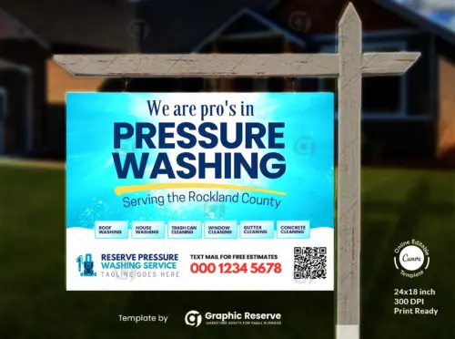 Pressure Washing Yard Sign | Editable Canva Template