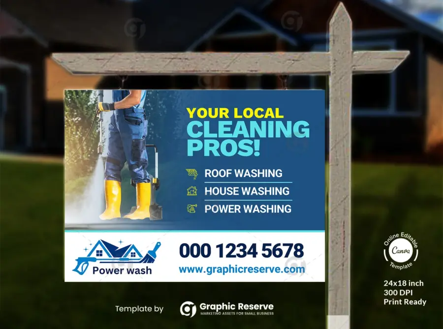 Soft Washing & Exterior Cleaning Yard Sign | Canva Template - Image 2