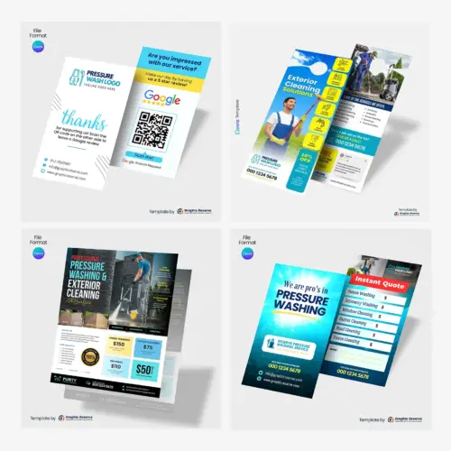 Soft Washing & Pressure Washing Marketing Templates Bundle – Editable Canva Designs