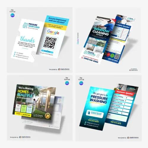 Window Cleaning Business Advertising Bundle | Canva Templates