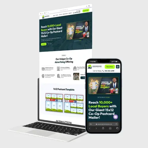 9x12 Shared Cost EDDM Postcard Marketing Agency Website Design Template