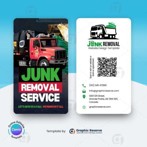Editable Junk Removal Business Card Template – Canva Design for Hauling Services