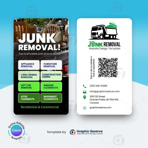 Modern Junk Removal Business Cards – Customizable Canva Templates