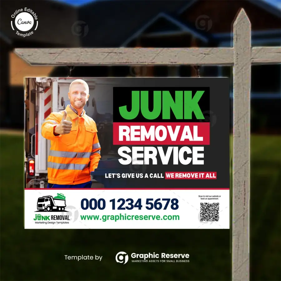 Junk Cleanout Service Yard Sign Design Template