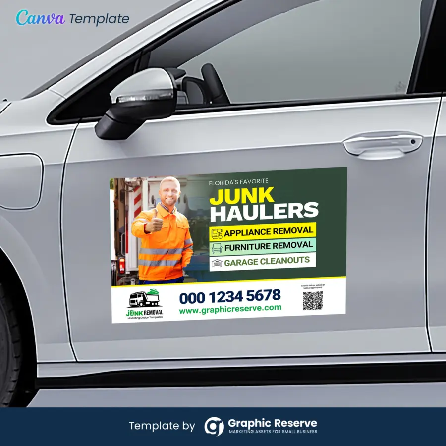 Customizable Junk Removal Vehicle Magnet - Canva Editable