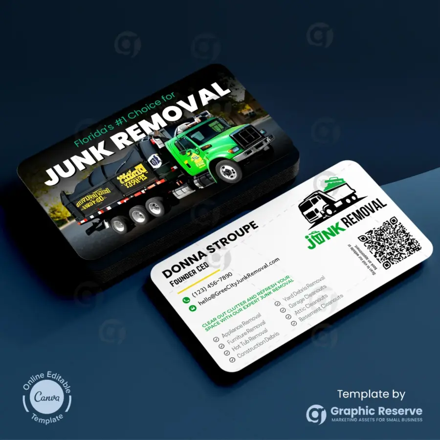 Junk Removal Logo & Business Card Templates – Canva Editable Design - Image 2