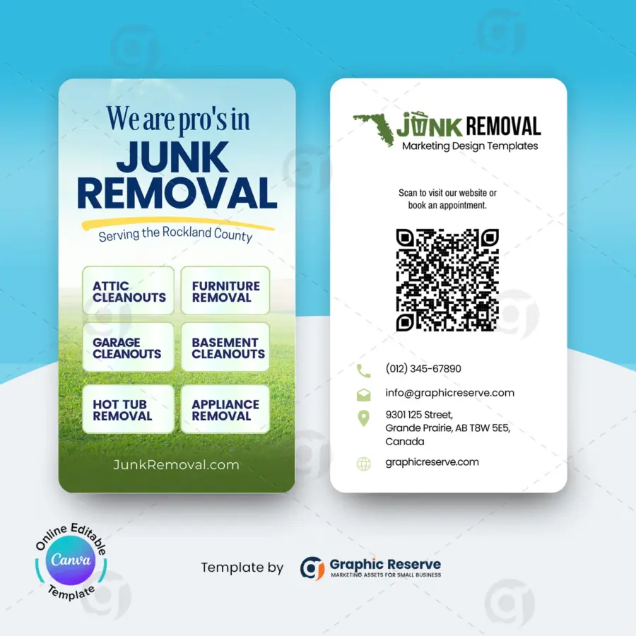 Printable Junk Hauling Business Card Template – Canva Editable Design