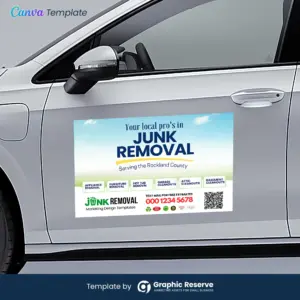Junk Hauling Car Magnet Design Canva Template – Canva template