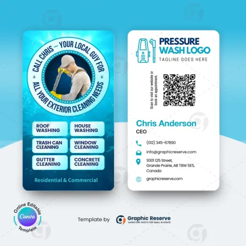 Professional Pressure Washing Business Card Canva Template Design
